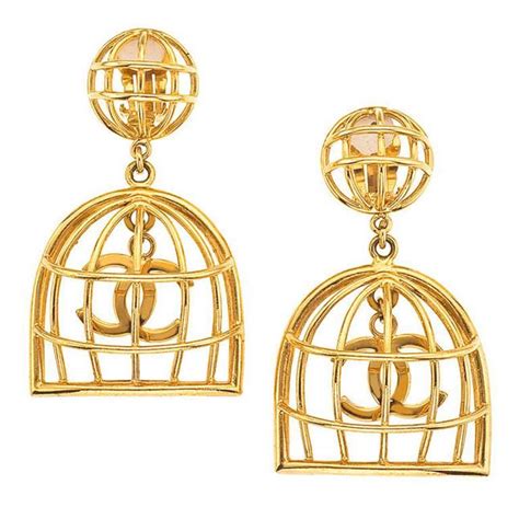 chanel birdcage necklace|Chanel birdcage clip on earrings.